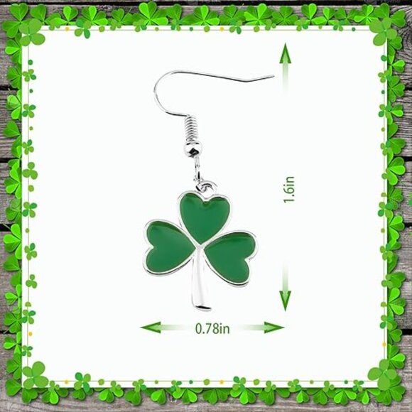 Stainless Steel Shamrock Dangle Earrings - St. Patrick’s Day - Picture 3 of 3